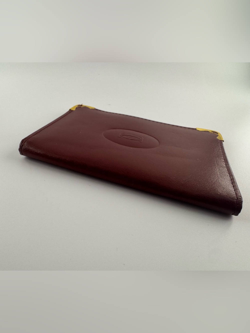 Cartier Leather wallet Must De Cartier Bordeaux Gold Corner Hardware 80s Vintage - Picture 10 of 11